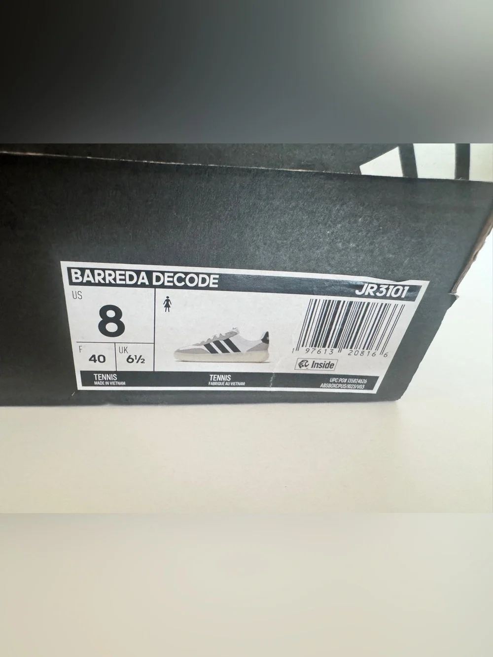adidas White, Black & Light Gray Retro-Inspired Sneakers size 8